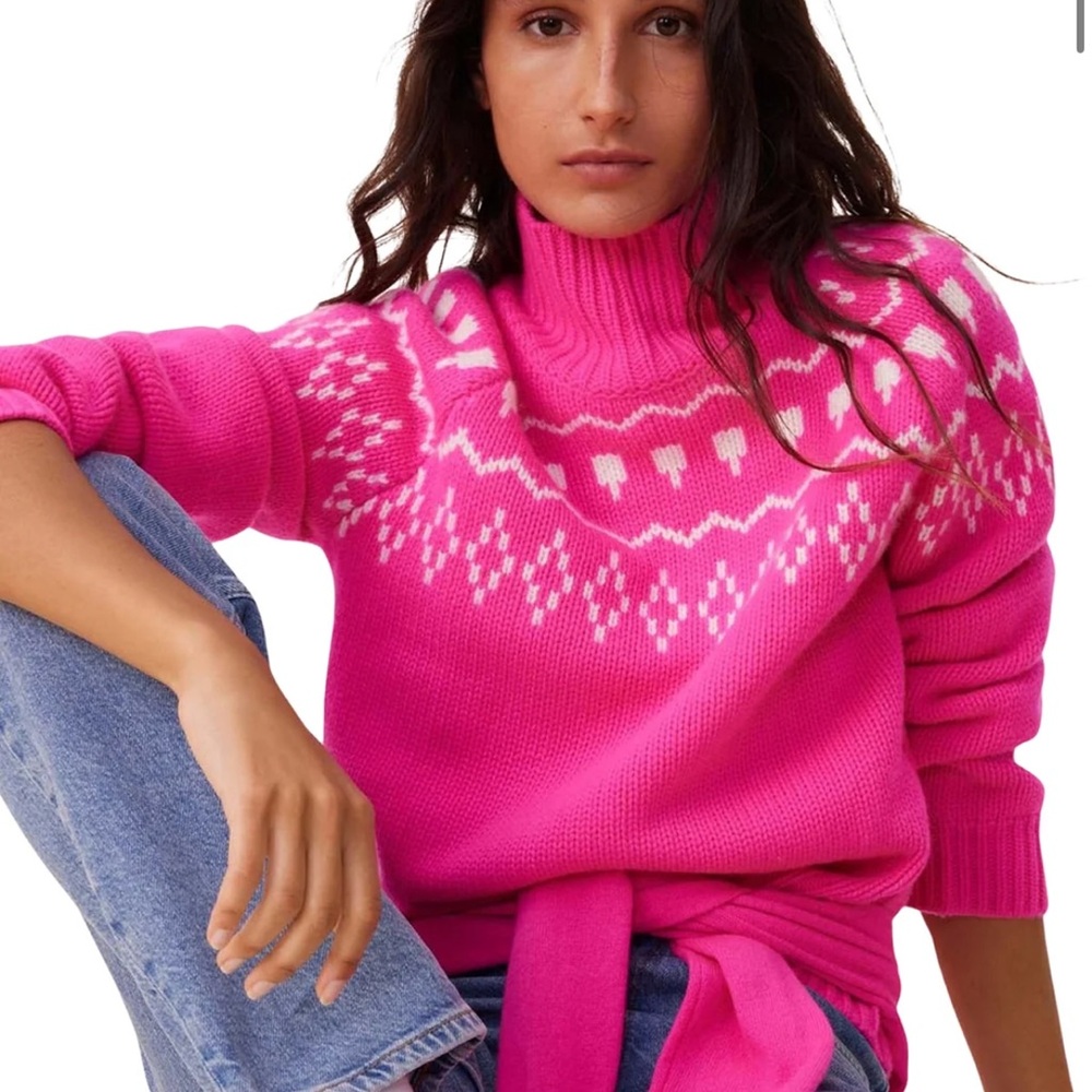 ⭐️NWT KUJTEN cashmere fair isle turtleneck sweater⭐️